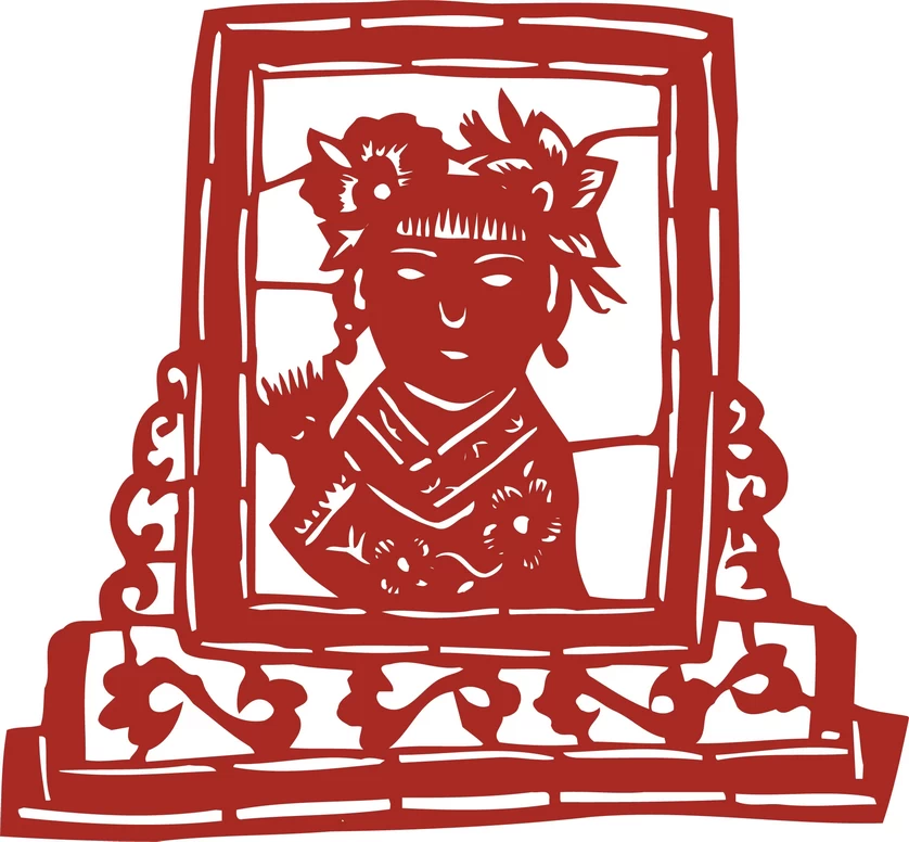 中国风中式传统喜庆民俗人物动物窗花剪纸插画边框AI矢量PNG素材【2262】